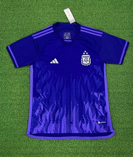 3 Star 2022 World Cup Argentina Away Purple Thailand Soccer Jersey AAA-320/PF/705