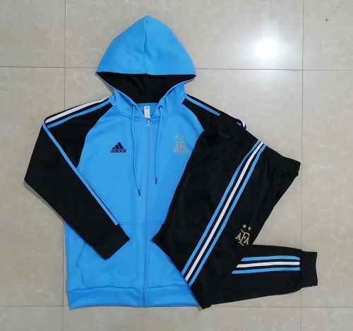 2022/23 Argentina Blue Soccer Jacket Uniform With Hat-815