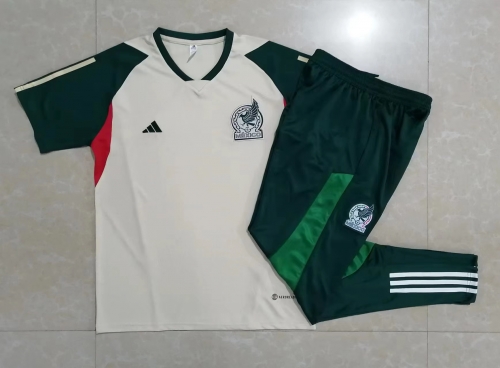 2022/23 Mexico White Shorts-Sleeve Thailand Soccer Tracksuit Unifrom-815