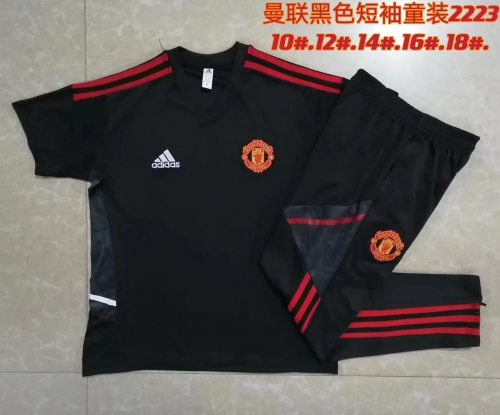 Kids 2022/23 Manchester United Black Kids/Youth Thailand Tracksuit Uniform-815