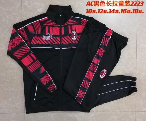 Kids 2022/23 AC Milan Black Kids/Youth Soccer Tracksuit Uniform-815