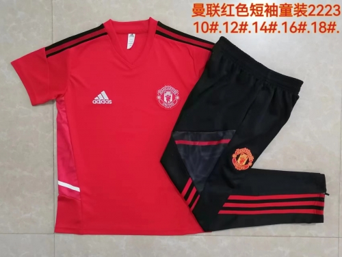 Kids 2022/23 Manchester United Red Kids/Youth Thailand Tracksuit Uniform-815