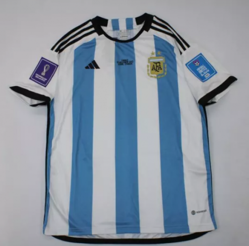 With Patch 3 Star (S-4XL ) 2022/23 Argentina Home White & Blue Thailand Soccer Jersey AAA-510