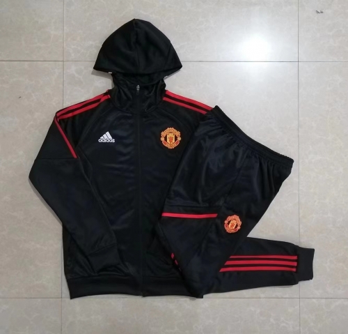 2022/23 Manchester United Black Thailand Soccer Jacket Uniform With Hat-815