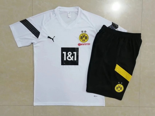 2022/23 Borussia Dortmund White Shorts-Sleeve Thailand Soccer Jersey Uniform-815