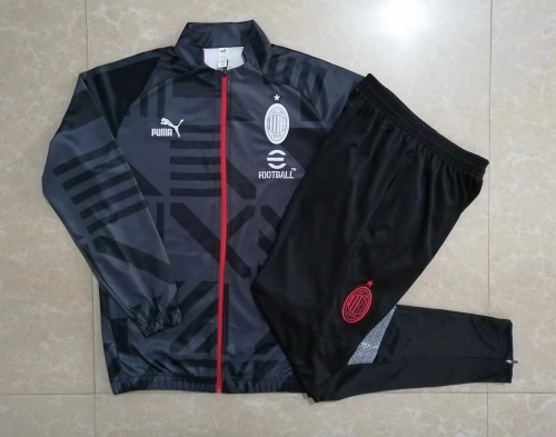 2022-23 AC milan Black & Gray Soccer Jacket Uniform-815