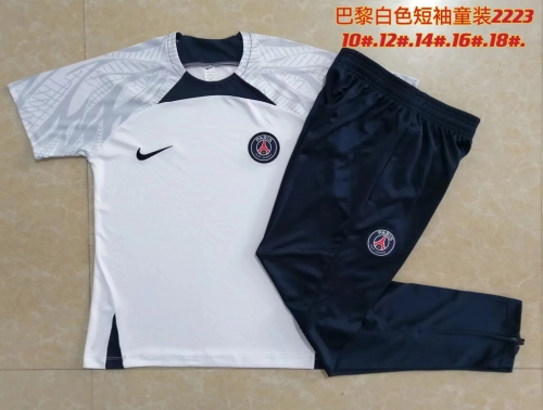 Kids 2022/23 Paris SG White Kids/Youth Thailand Soccer Tracksuit Uniform-815