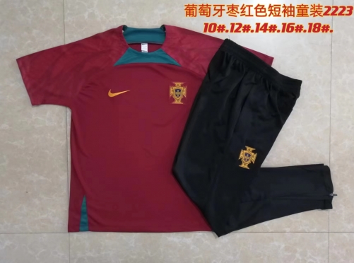 Kids 2022/23 Portugal Light Red Kids/Youth Thailand Tracksuit Uniform-815