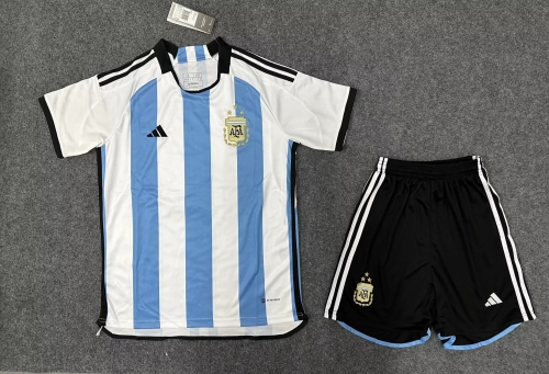 3 Star 2022/23 Argentina Home Blue and White Kids/Youth Soccer Uniform-507/36/PF