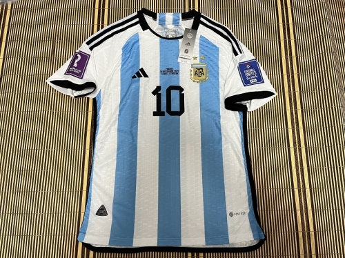Player Version 2 Star 2022/23 Argentina Home White & Blue #10 (MESSI )Thailand Soccer Jersey AAA-703