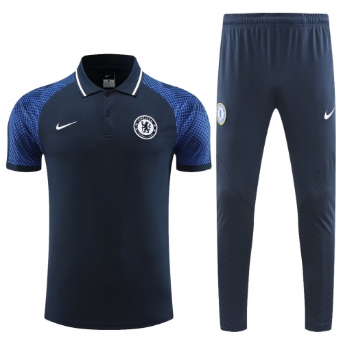 2022/23 Chelsea Black & Blue Thailand Polo Uniform-PO