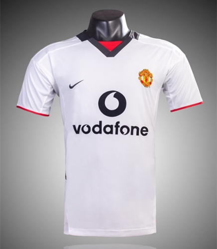 02-03 Retro Version Manchester United Away White Thailand Soccer Jersey AAA-1041