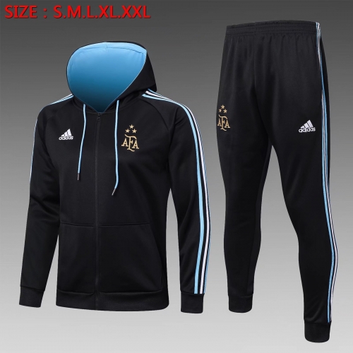 3 Star 2022/23 Argentina Black Soccer Jacket Uniform With Hat-815