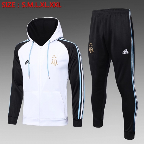 3 Star 2022/23 Argentina White Soccer Jacket Uniform With Hat-815