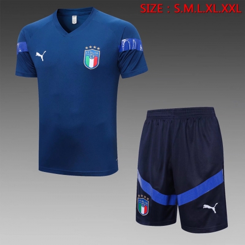 2022/23 Italy Royal Blue Shorts-Sleeve Thailand Soccer Uniform-815