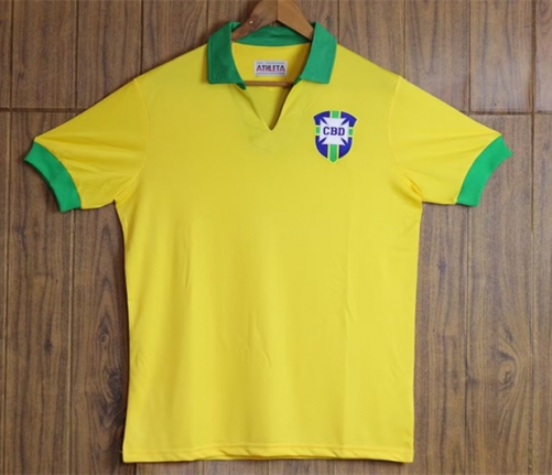 1958 Wrold Cup Retro Version Brazil Home Yellow Soccer Thailand Jersey AAA-601