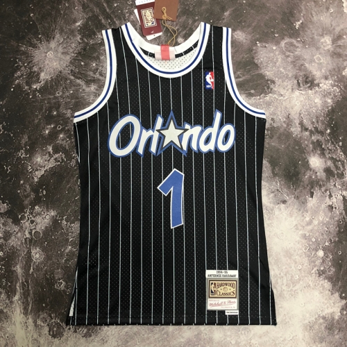 SW Hot press 95 Retro Version NBA Orlando Magic Black #1 Jersey-311