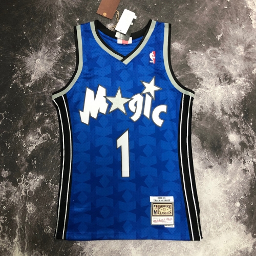 SW Hot press 01 Retro Version NBA Orlando Magic Blue #1 Jersey-311