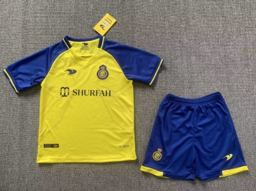 Kids 2022/23 Al-Nassr FC Home Black & Yellow Kids/Youth Soccer Uniform-507/522