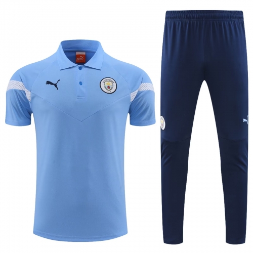 2022/23 Manchester City Blue Thailand Polo Uniform-PO