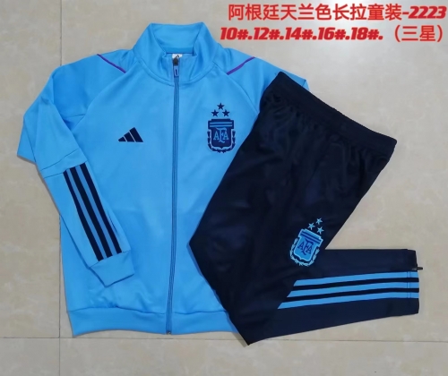 3 Star 2022/23 Argentina Light Blue Logo Kids/Youth Jacket Unifom-815