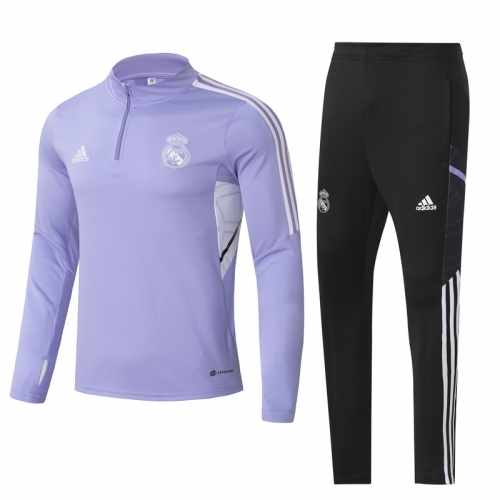 2022/23 Real Madrid Purple Kids/Youth Soccer Tracksuit Uniform-GDP