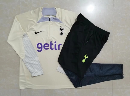 2022-23 Tottenham Hotspur Light Yellow Thailand Soccer Tracksuit Uniform-815