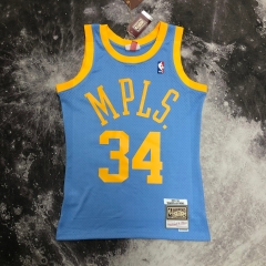 Hot Press 02 Retro Version City Version Los Angeles Lakets NBA Blue #34 Jersey-311