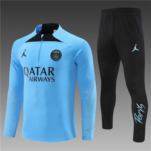 2022-23 Jordan Paris SG Light Blue Thailand SoccerTracksuit Uniform-801
