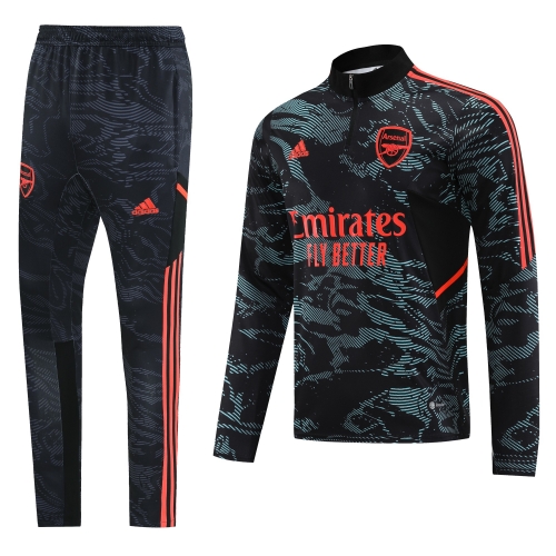 2022-23 Arsenal Blue & Black Soccer Tracksuit Uniform-LH