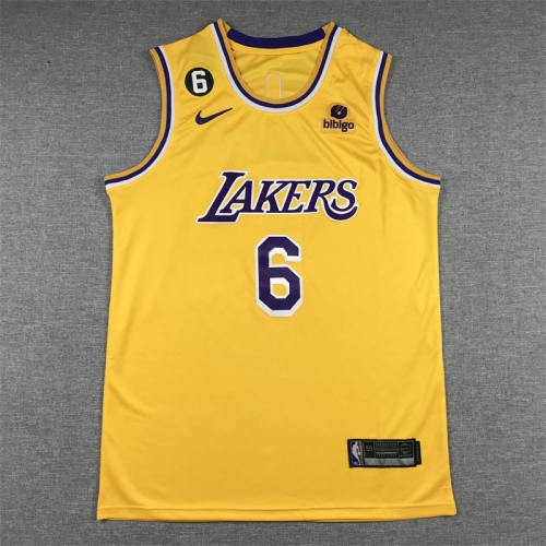 2023 NBA Los Angeles Lakers Yellow #6 Jersey