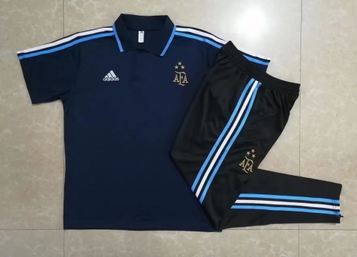 3 Star Glod Logo 2022/23 Argentina Royal Blue Thailand Polo Unifrom-815