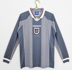 1996 Retro Verison England Away Blue LS Thailand Soccer Jersey AAA-2011/711