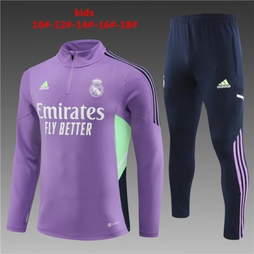 2022/23 Real Madrid Purple Kids/Youth Soccer Tracksuit Uniform-801