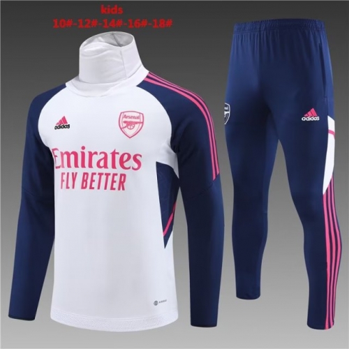 2022/23 Arsenal White High Collar Kids/Youth Soccer Tracksuit Uniform-801