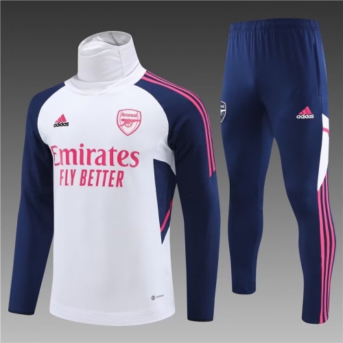 2022-23 Arsenal White High Collar Soccer Tracksuit Uniform-801