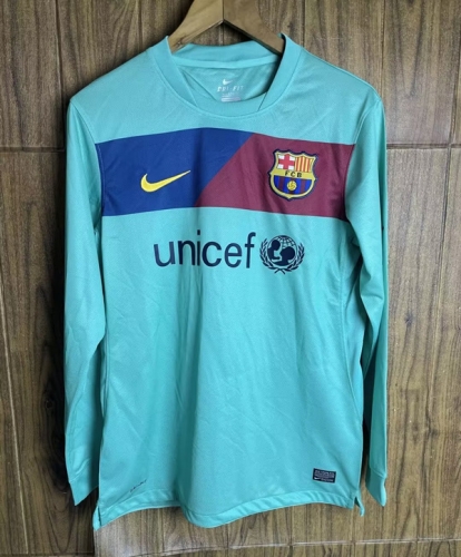 10-11 Retro Version Barcelona 2nd Away Green Thailand LS Soccer Jersey AAA-601