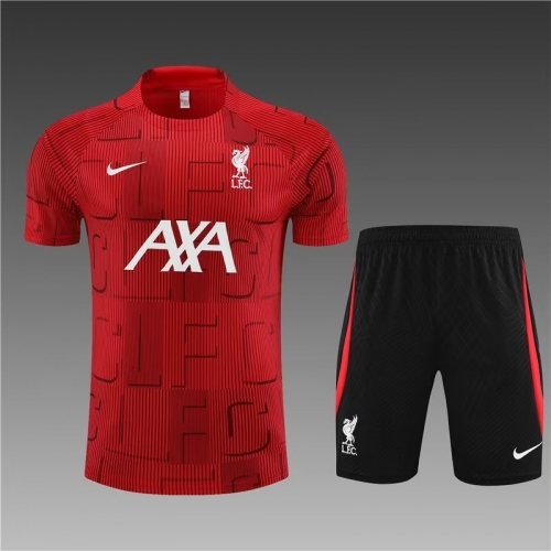 2022/23 Liverpool Red Shorts-Sleeve Soccer Tracksuit Uniform-801