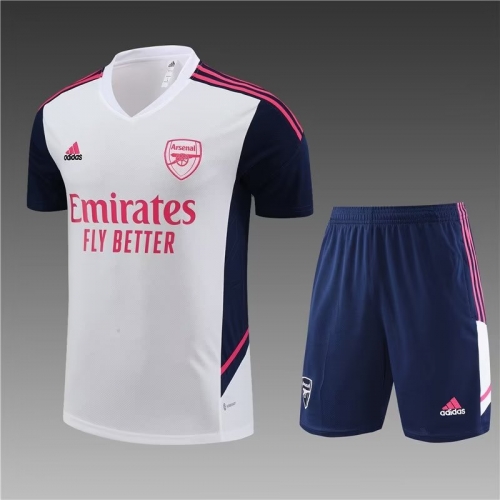 2022/23 Arsenal White Shorts-Sleeve Thailand Soccer Uniform-801