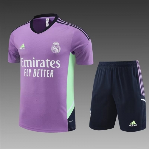 2022/23 Real Madrid Purple Shorts-sleeve Thailand Tracksuit Uniform-801