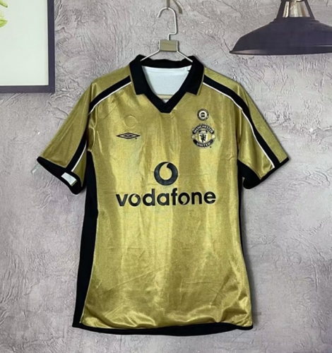 2001-02 Retro Version Manchester United Yellow Thailand Soccer Jersey AAA-811/503/710