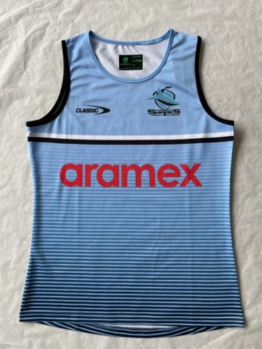 2022 Sharks Home Blue Thailand Rugby Shirts Vest-805