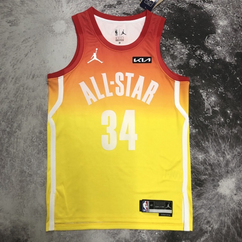 All Star 2023 Season NBA All-Star Yellow #34 Jersey-311