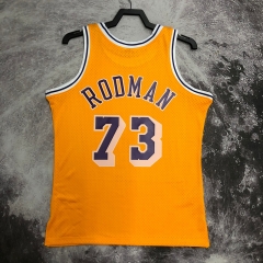 SW Hot Press 97 Retro Version Los Angeles Lakets NBA Yellow Round Collar #73 Jersey-311