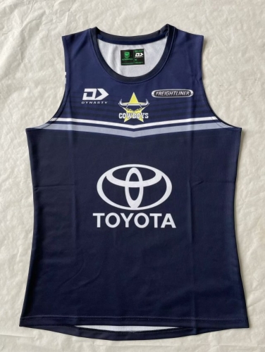 2023 Season Cowboys Blue & Black Thailand Rugby Shirts Vest-805