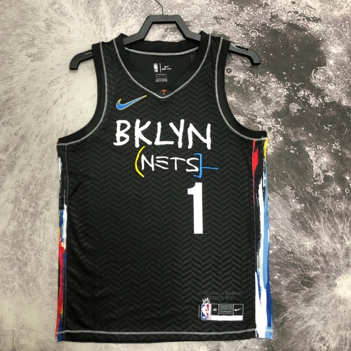 Graffiti Version Brooklyn Nets Black #1 NBA Jersey-311