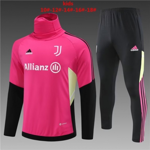 2022/23 Juventus Rose Red High Collar Kids/Youth Soccer Tracksuit Uniform-801