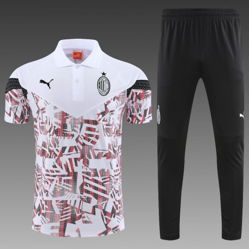 2023/24 AC Milan White Thailand Polo Uniform-PO