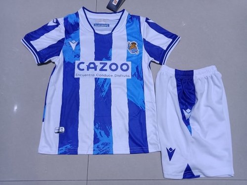 2023/24 Real Sociedad Home Blue & White Kids/Youth Soccer Uniform-507