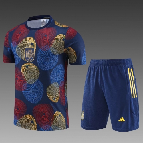 2022-23 Spain Multicolor Shorts-sleeve Thailand Soccer Tracksuit Uniform-PO